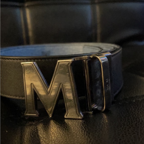 Light Blue/Black MCM Claus M Reversible Belt 1.75” in Visetos - Picture 5 of 8